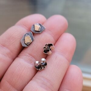 Umber Dove sterling/gold post earrings